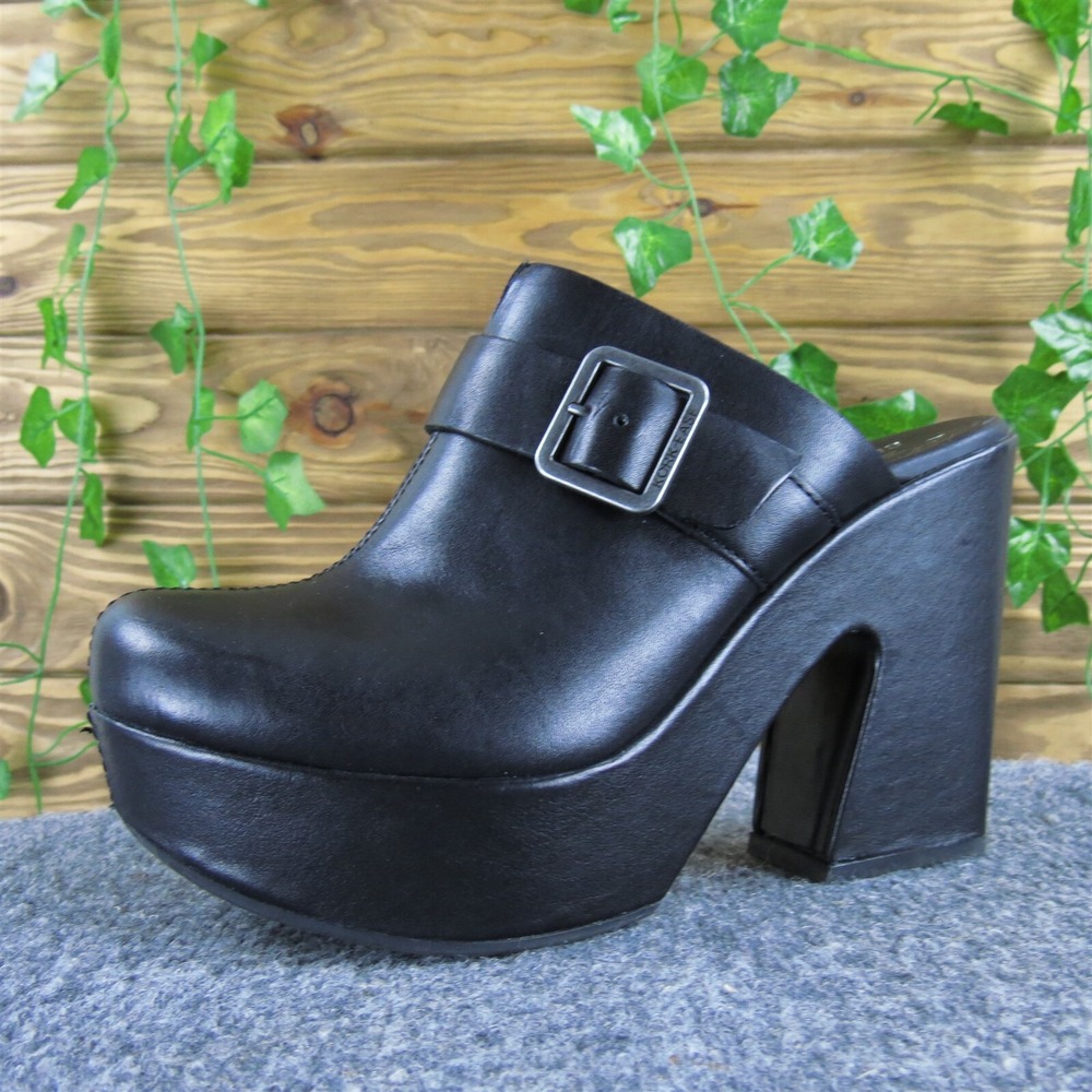 Kork-Ease Black Leather Mules